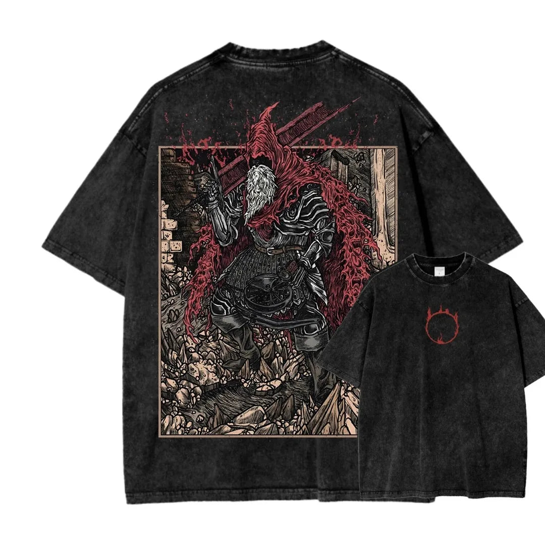 Dark Souls Washed T-Shirt Soft Loose Unisex