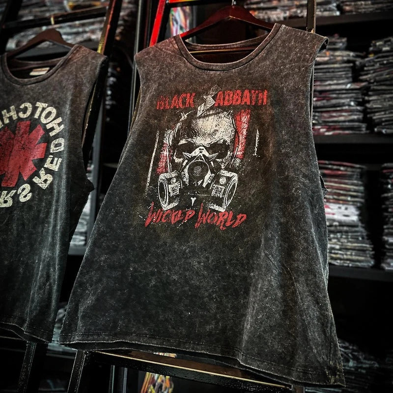 Rock Band Vintage Washed Men's T-shirt Tank Top, different models