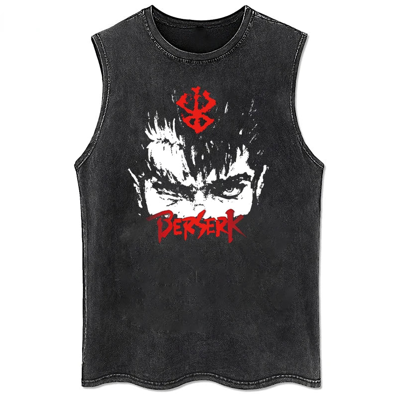 Vintage berserk tank top washed for men, different models