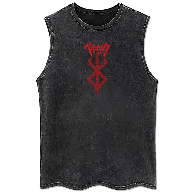 Vintage berserk tank top washed for men, different models