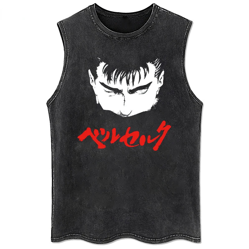 Vintage berserk tank top washed for men, different models