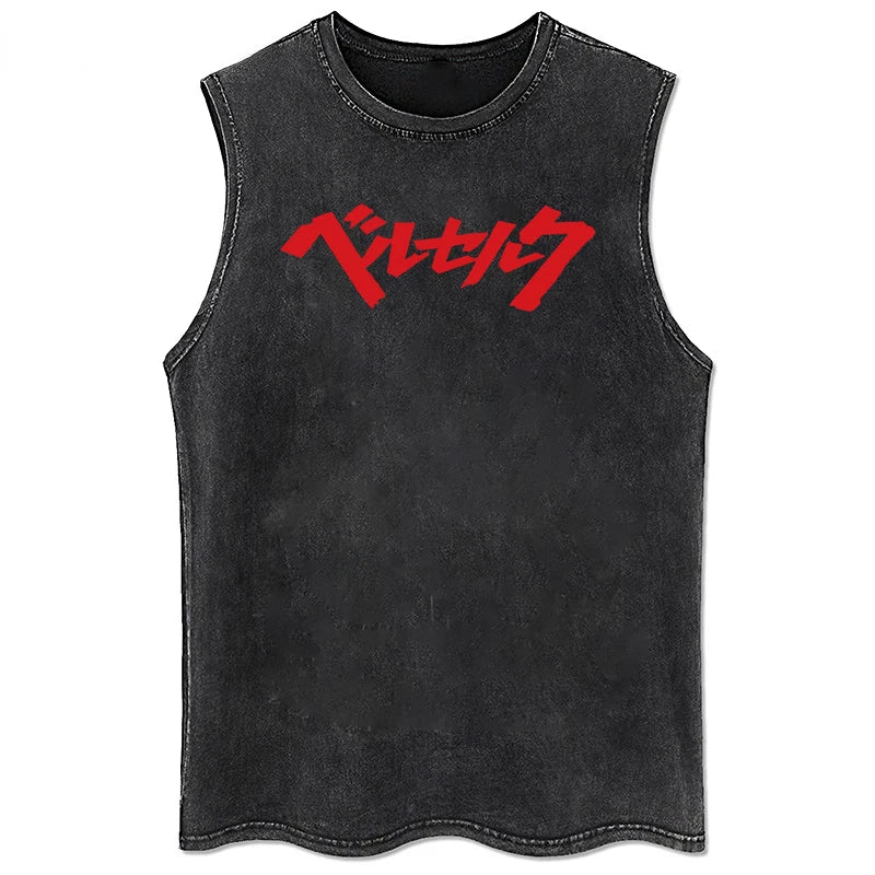Vintage berserk tank top washed for men, different models