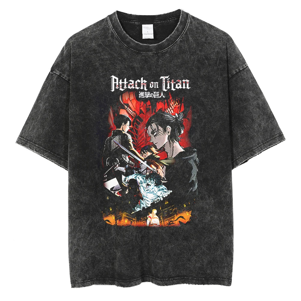 Attack On Titan T-shirts Tee Men Women Vintage Manga Oversized Casual, Different models