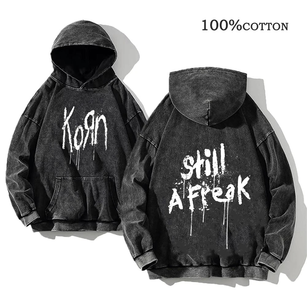 Korn Rock Band World Tour Hoodies Vintage Washed Men's  Y2K, different models