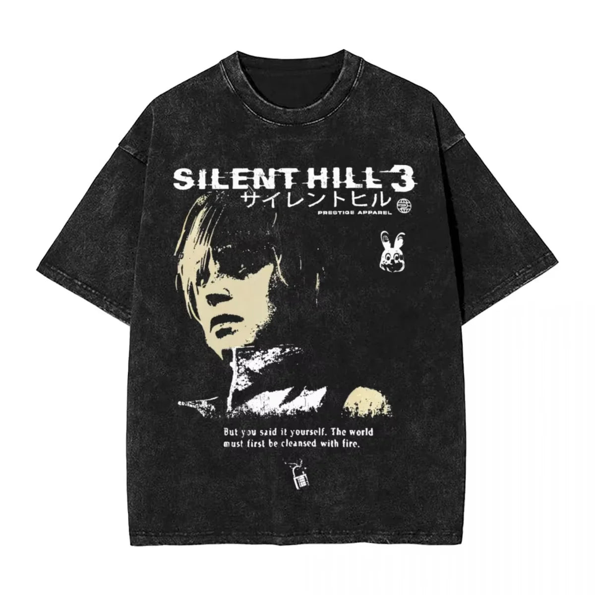 Washed Horror Silent Hill Heavens T-Shirt Streetwear Men Women