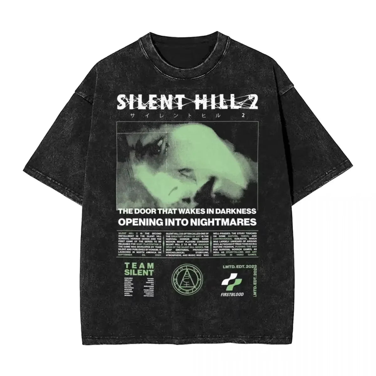 Washed Horror Silent Hill Heavens T-Shirt Streetwear Men Women