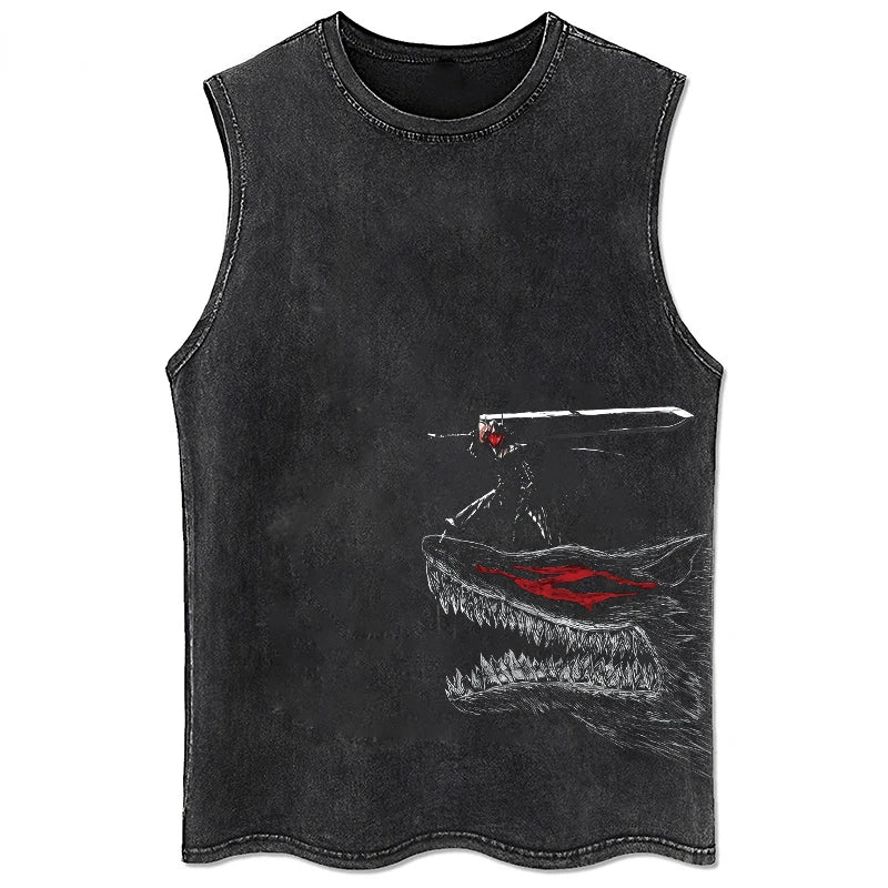 Vintage berserk tank top washed for men, different models