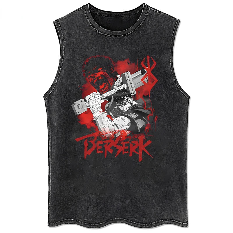 Vintage berserk tank top washed for men, different models