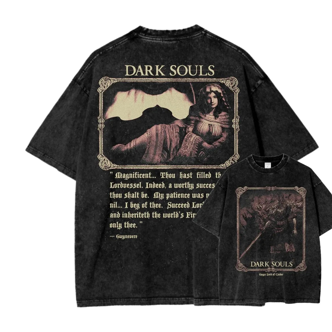 Dark Souls Washed T-Shirt Soft Loose Unisex