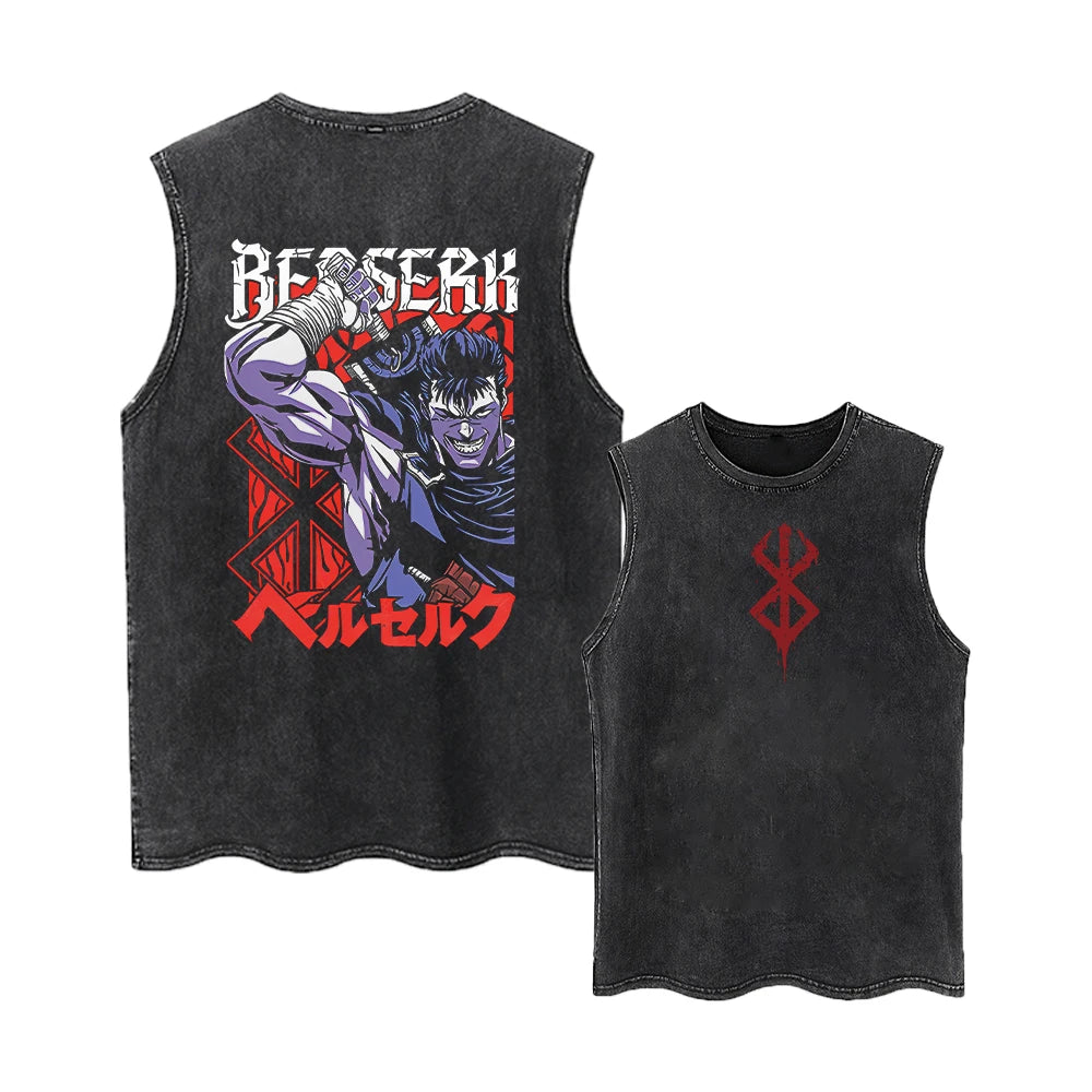 Vintage berserk tank top washed for men, different models