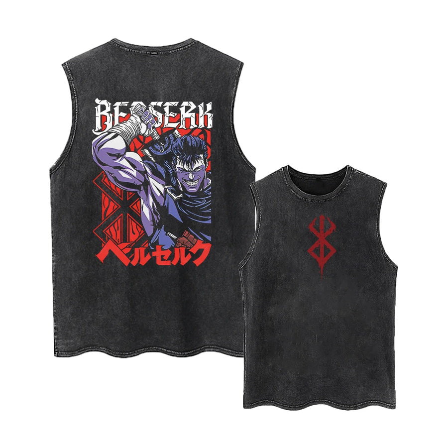 Vintage berserk tank top washed for men, different models