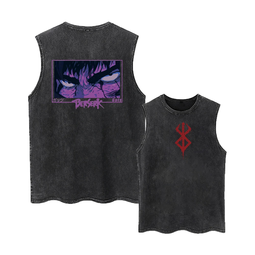 Vintage berserk tank top washed for men, different models