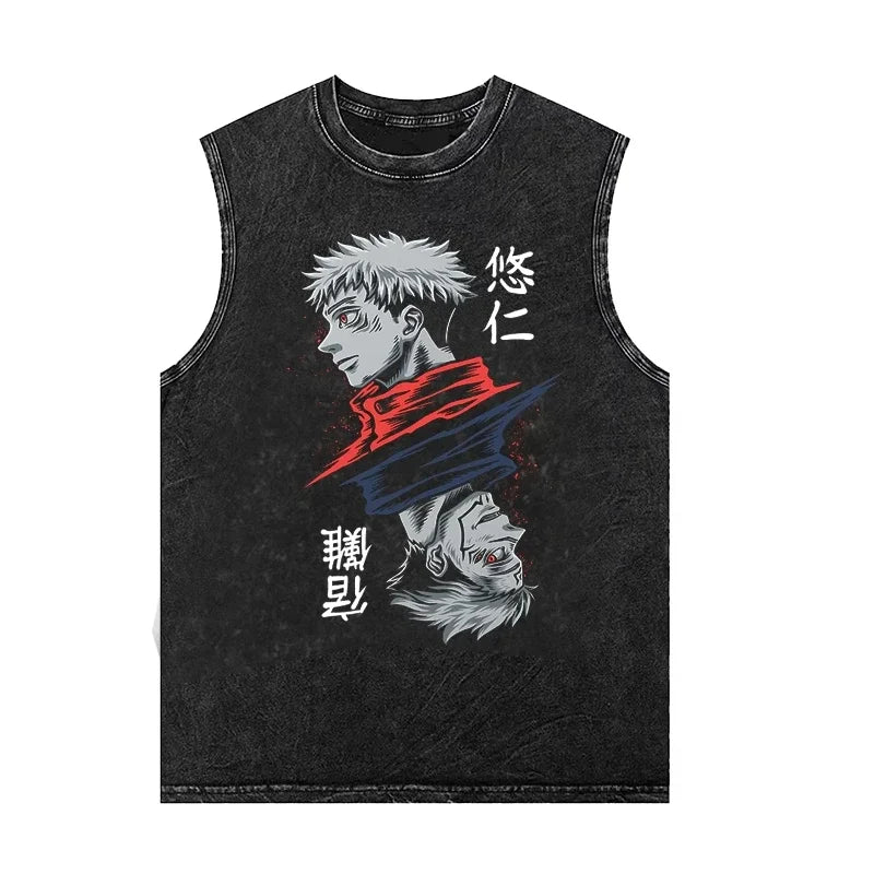 T-shirt men Anime retro washed tank top Y2K, different models