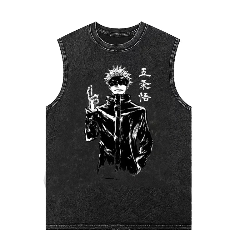 T-shirt men Anime retro washed tank top Y2K, different models