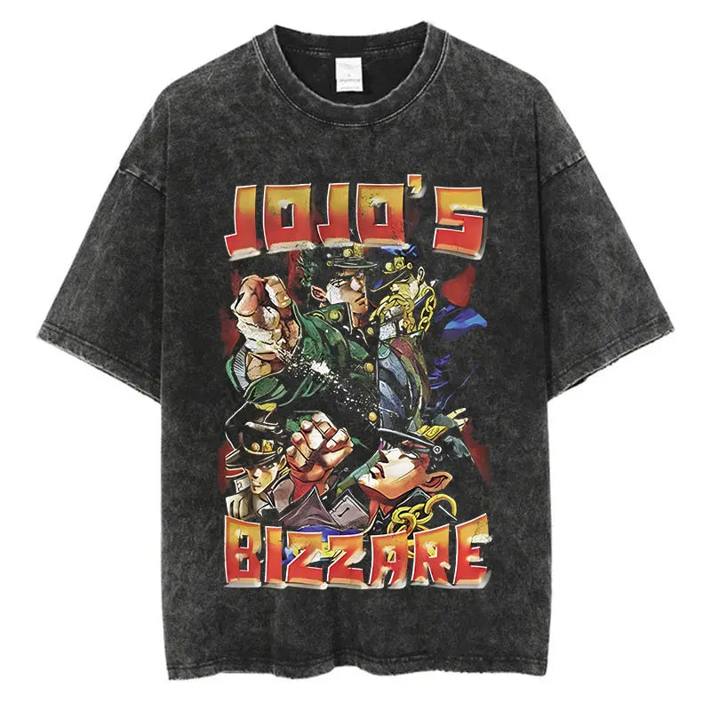 Vintage Washed TShirt Men Streetwear JoJo Bizarre Adventure Anime, different models