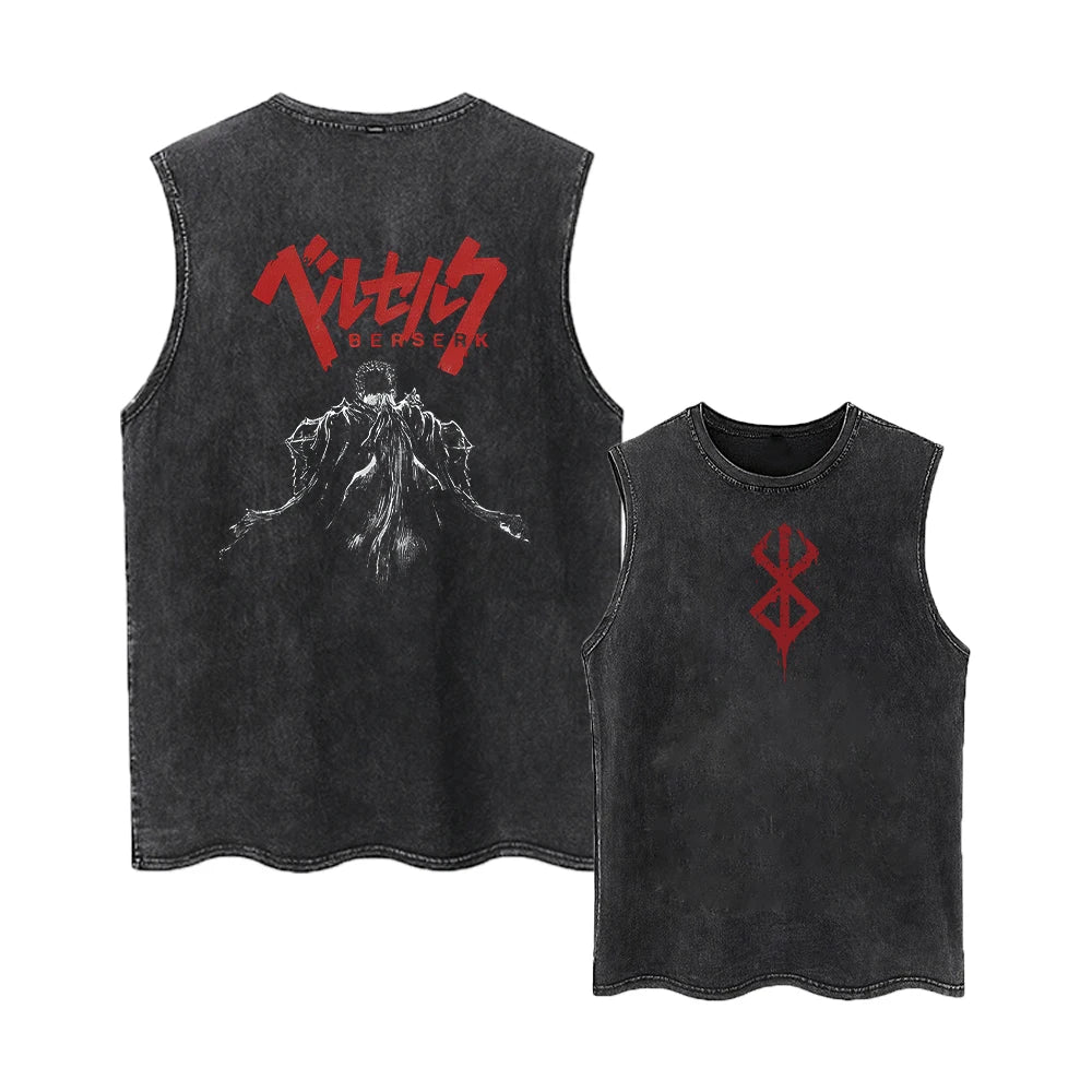 Vintage berserk tank top washed for men, different models
