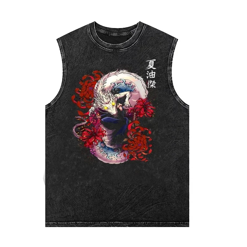T-shirt men Anime retro washed tank top Y2K, different models