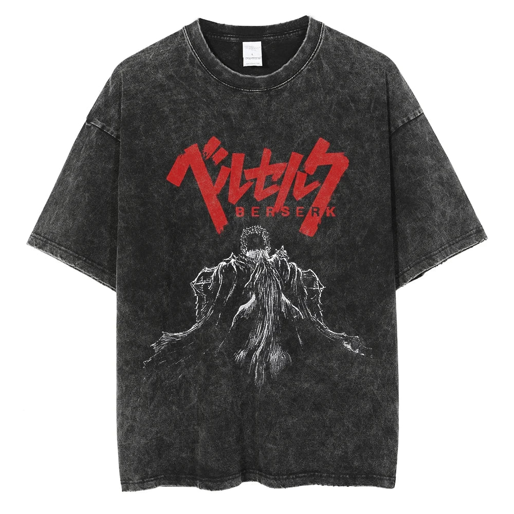 Streetwear T-Shirt Retro Vintage Washed berserk