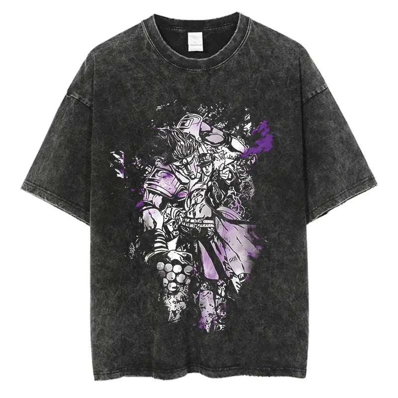 Vintage Washed TShirt Men Streetwear JoJo Bizarre Adventure Anime, different models