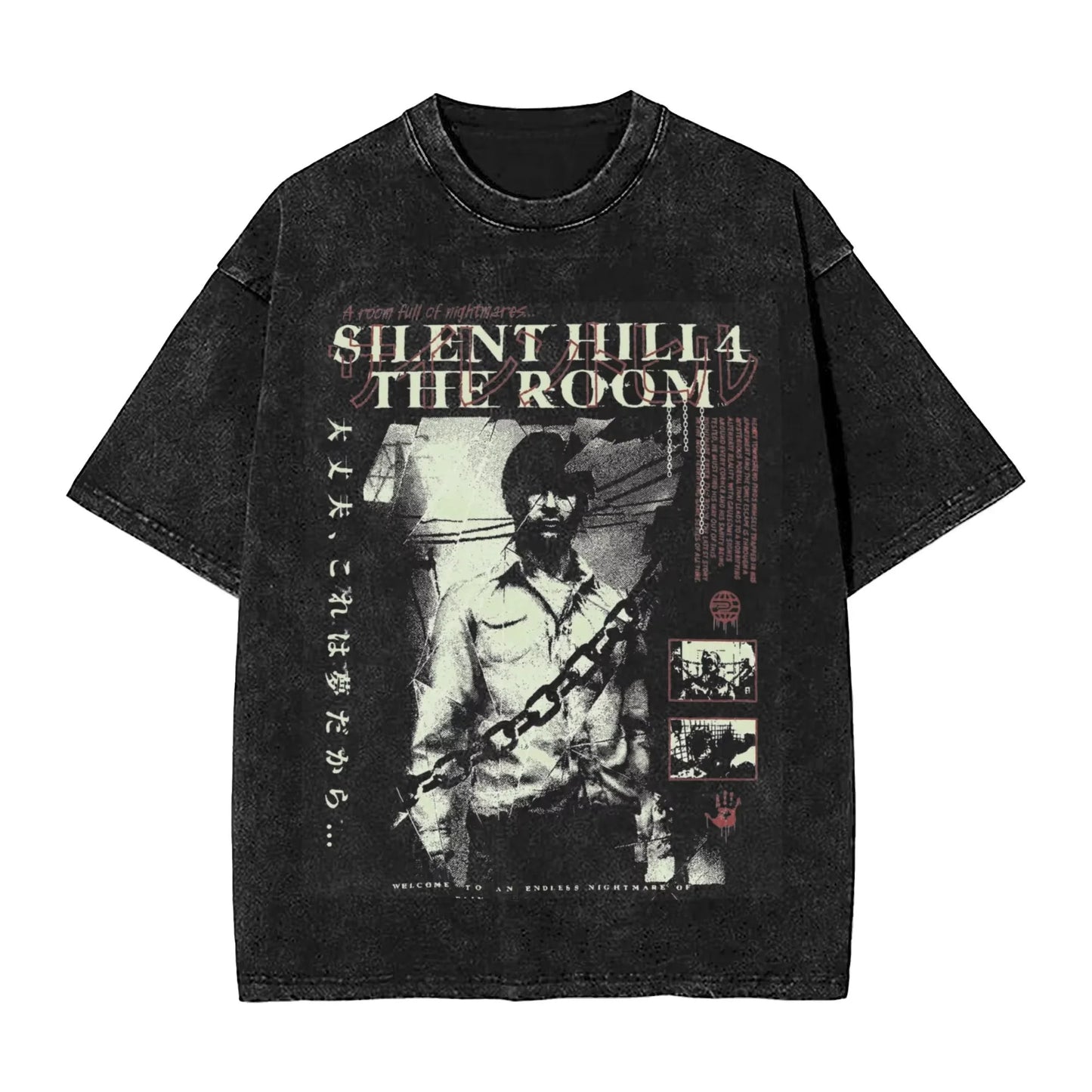 Washed Horror Silent Hill Heavens T-Shirt Streetwear Men Women