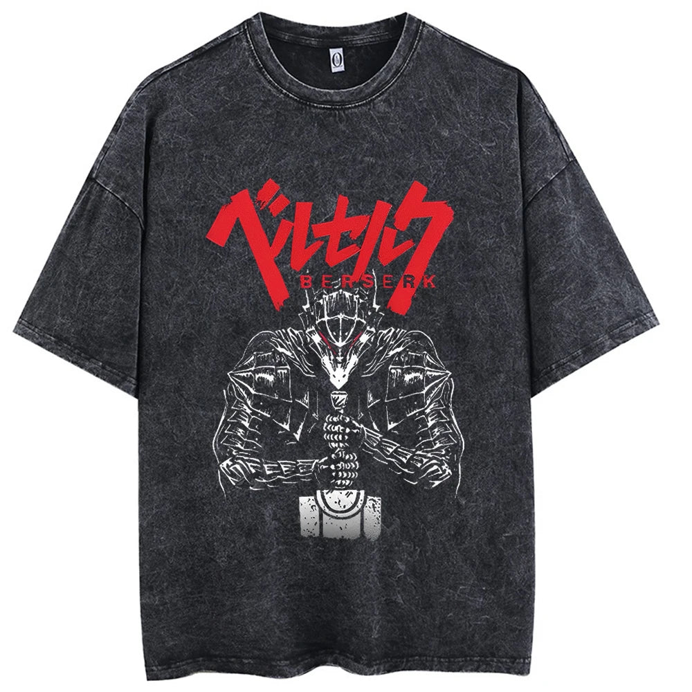 Streetwear T-Shirt Retro Vintage Washed berserk