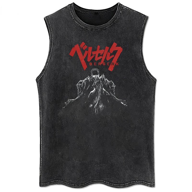 Vintage berserk tank top washed for men, different models