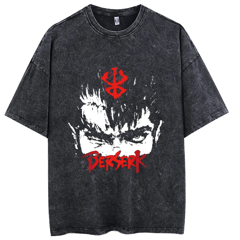 Streetwear T-Shirt Retro Vintage Washed berserk