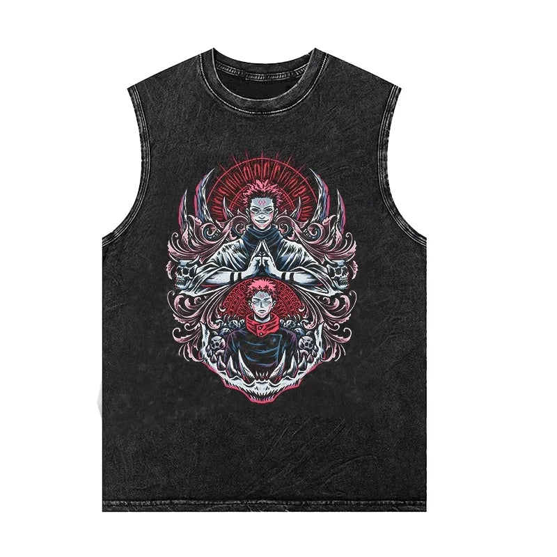 T-shirt men Anime retro washed tank top Y2K, different models