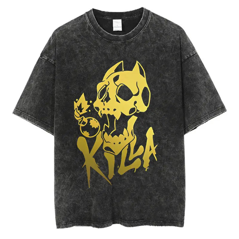 Vintage Washed TShirt Men Streetwear JoJo Bizarre Adventure Anime, different models