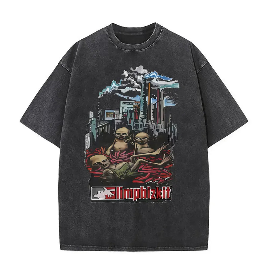 Washed Vintage Rock Band Limp Bizkit T-shirts Men Oversized, different models