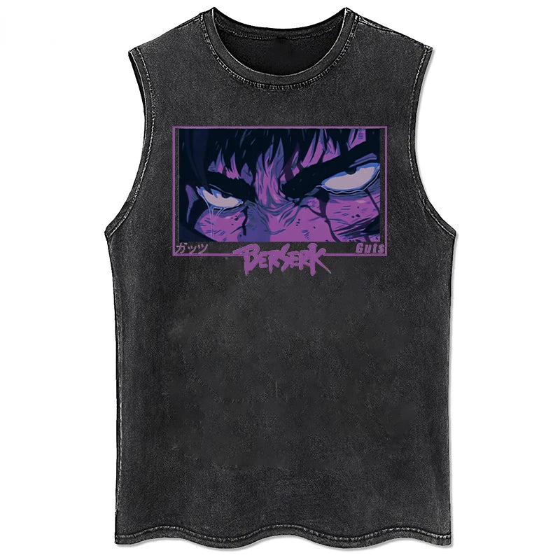Vintage berserk tank top washed for men, different models