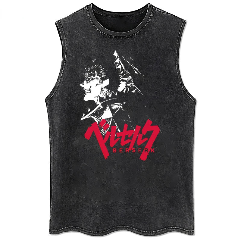 Vintage berserk tank top washed for men, different models