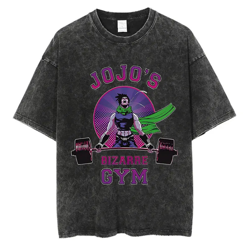Vintage Washed TShirt Men Streetwear JoJo Bizarre Adventure Anime, different models