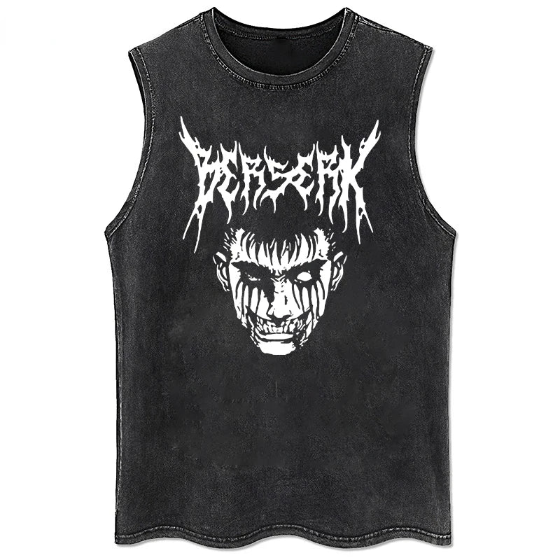Vintage berserk tank top washed for men, different models