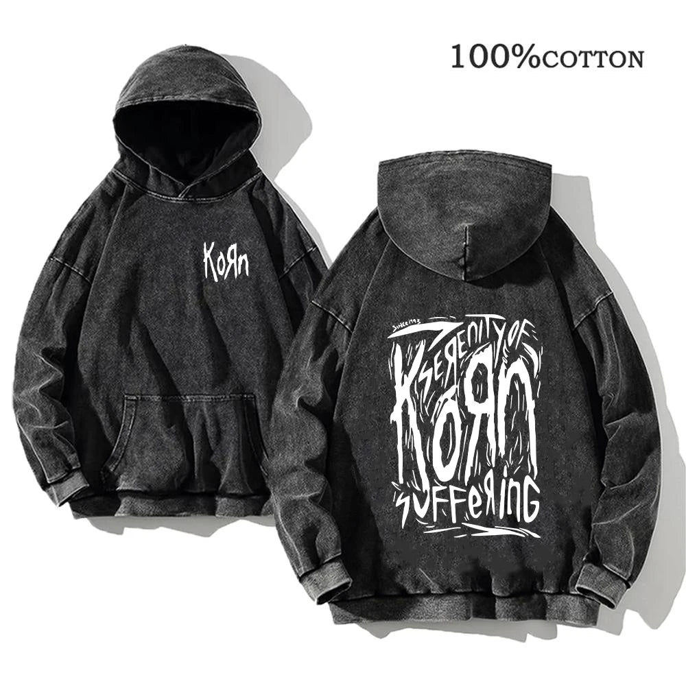Korn Rock Band World Tour Hoodies Vintage Washed Men's  Y2K, different models