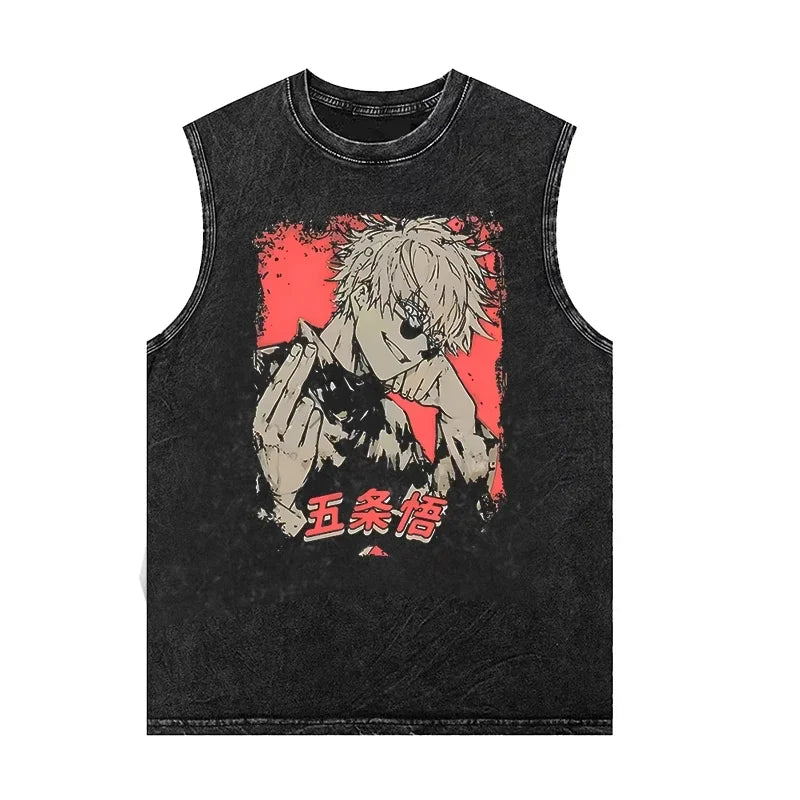 T-shirt men Anime retro washed tank top Y2K, different models