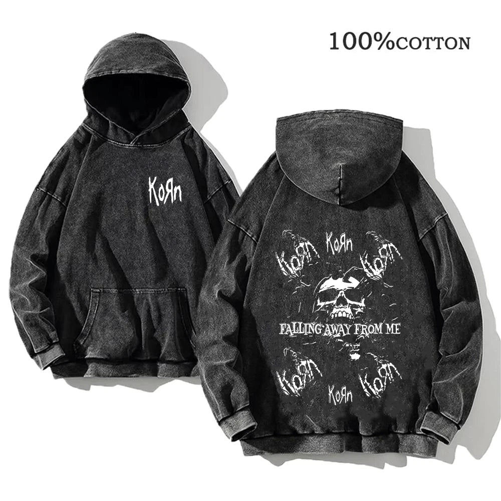 Korn Rock Band World Tour Hoodies Vintage Washed Men's  Y2K, different models