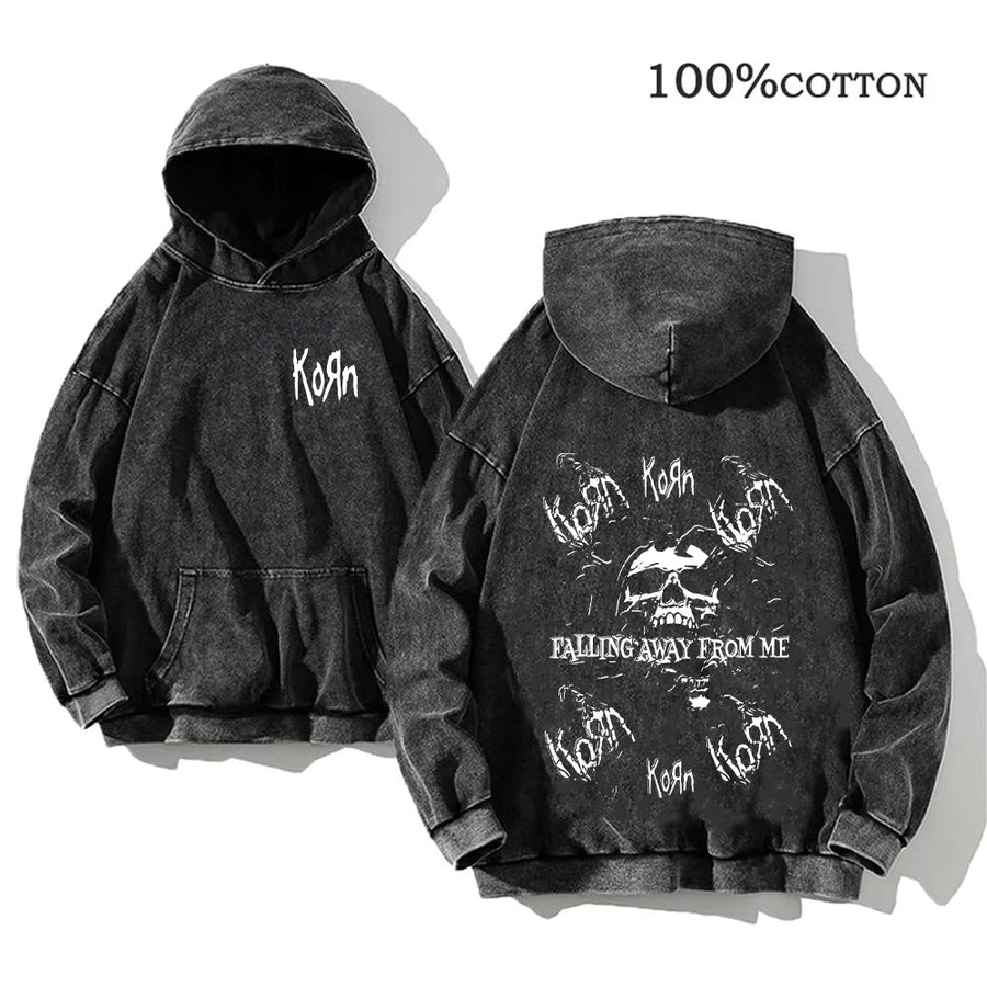 Korn Rock Band World Tour Hoodies Vintage Washed Men's  Y2K, different models