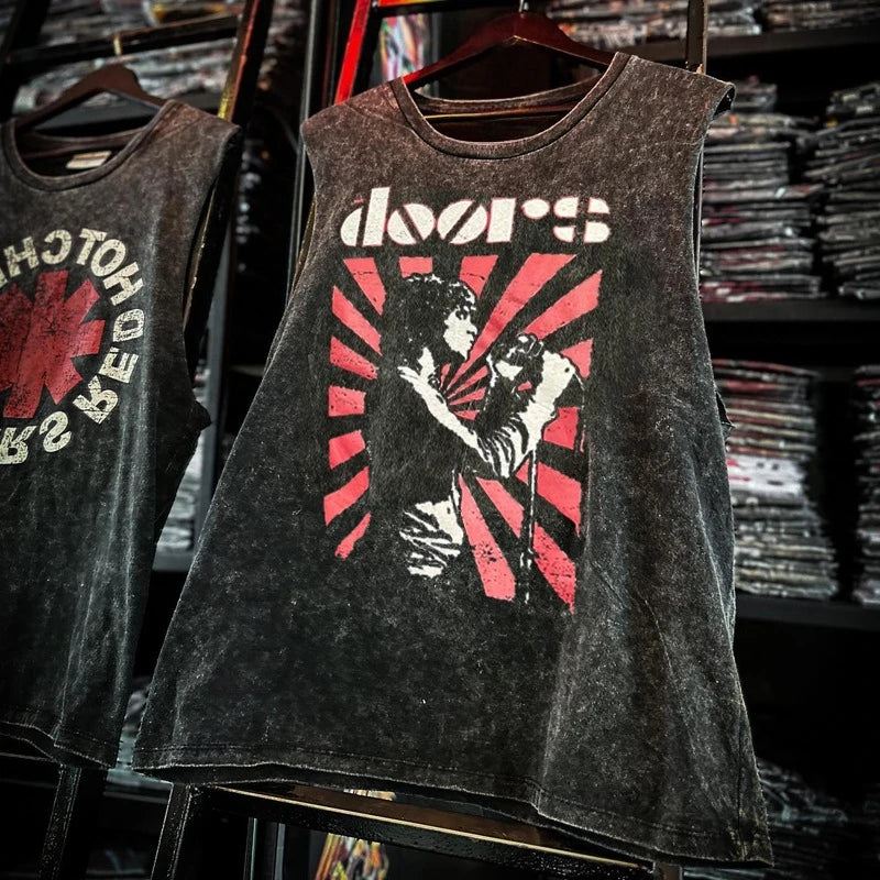 Rock Band Vintage Washed Men's T-shirt Tank Top, different models