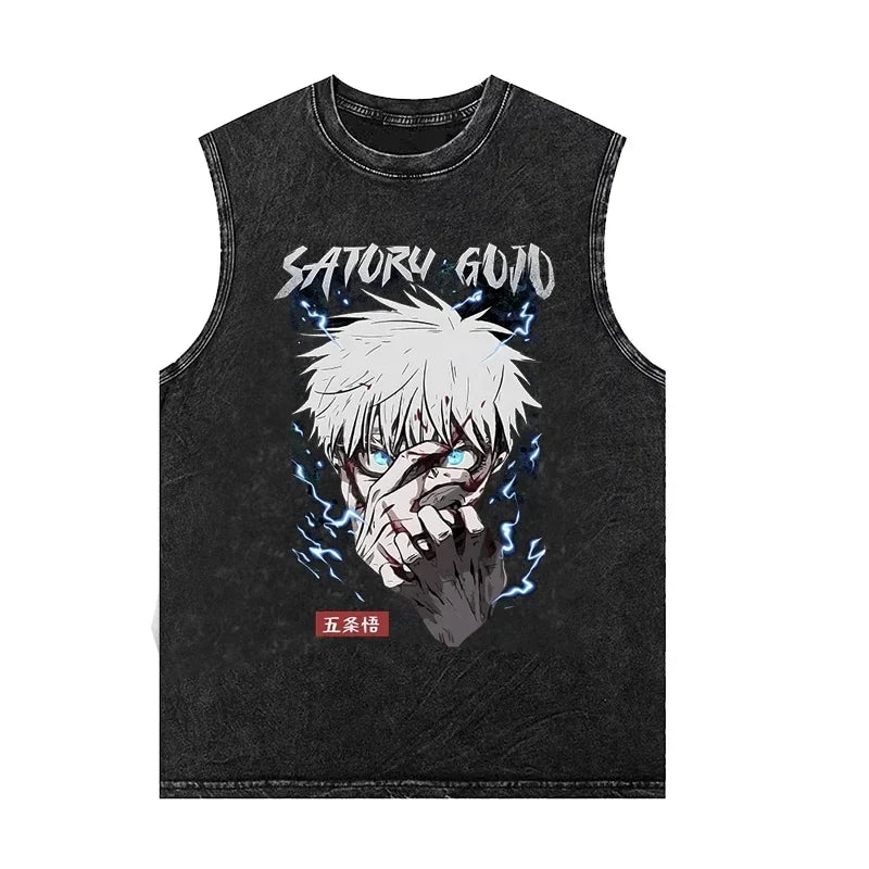 T-shirt men Anime retro washed tank top Y2K, different models