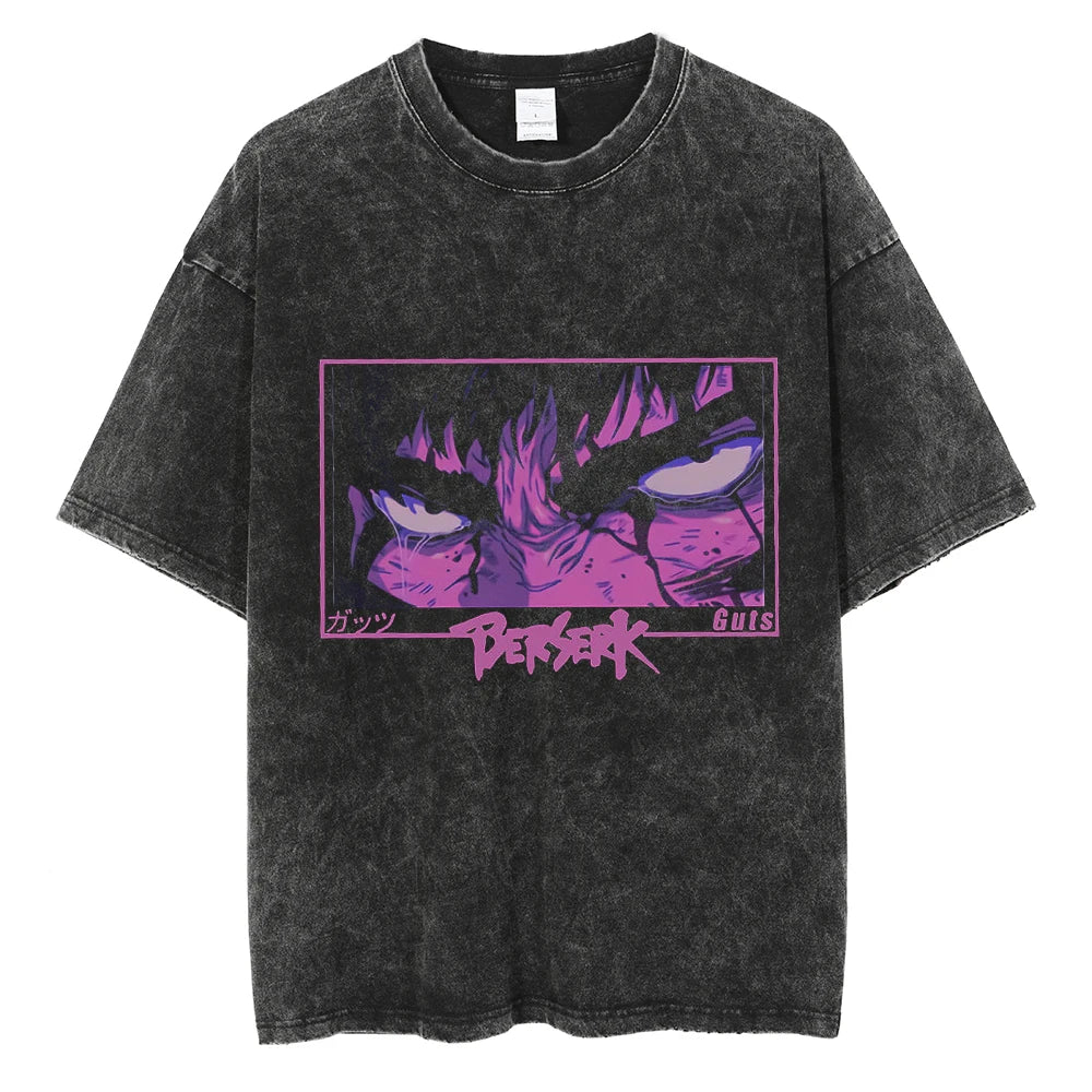 Streetwear T-Shirt Retro Vintage Washed berserk