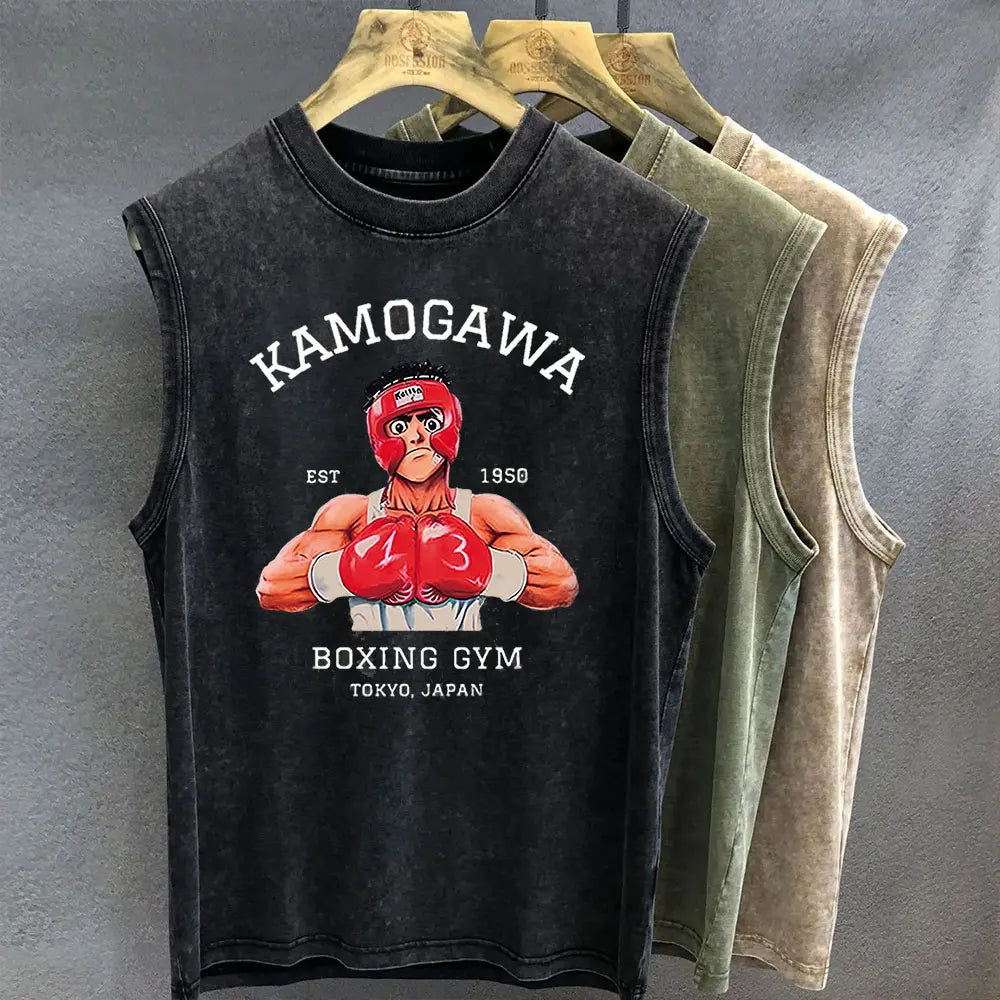 Men's Tank Top Anime Hajime No Ippo Oversized Gym  Vintage Wash Y2k, different models