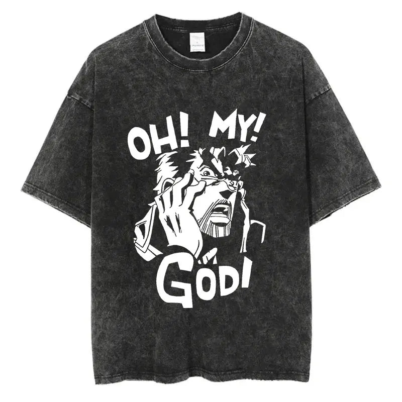 Vintage Washed TShirt Men Streetwear JoJo Bizarre Adventure Anime, different models