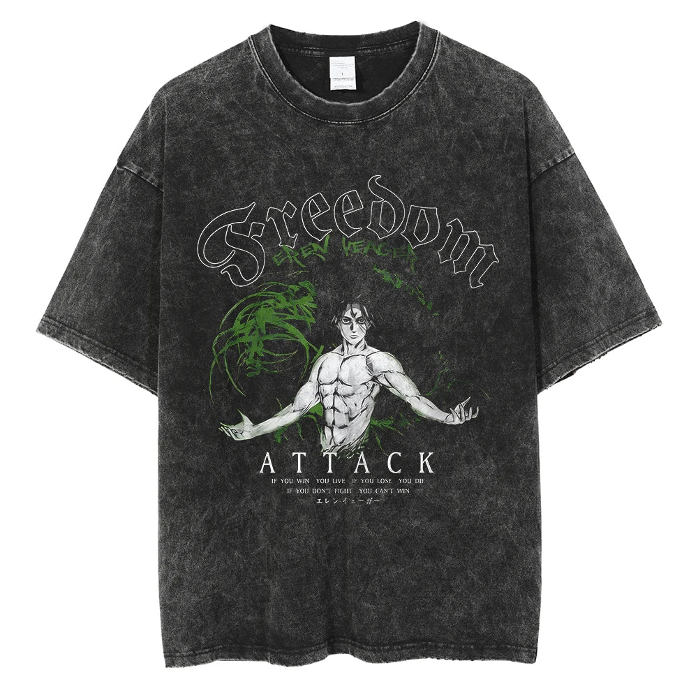 Attack On Titan T-shirts Tee Men Women Vintage Manga Oversized Casual, Different models