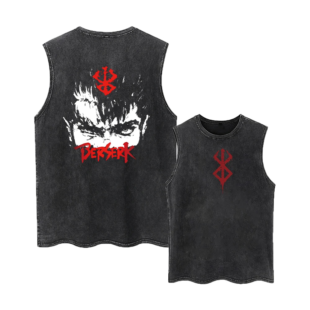 Vintage berserk tank top washed for men, different models
