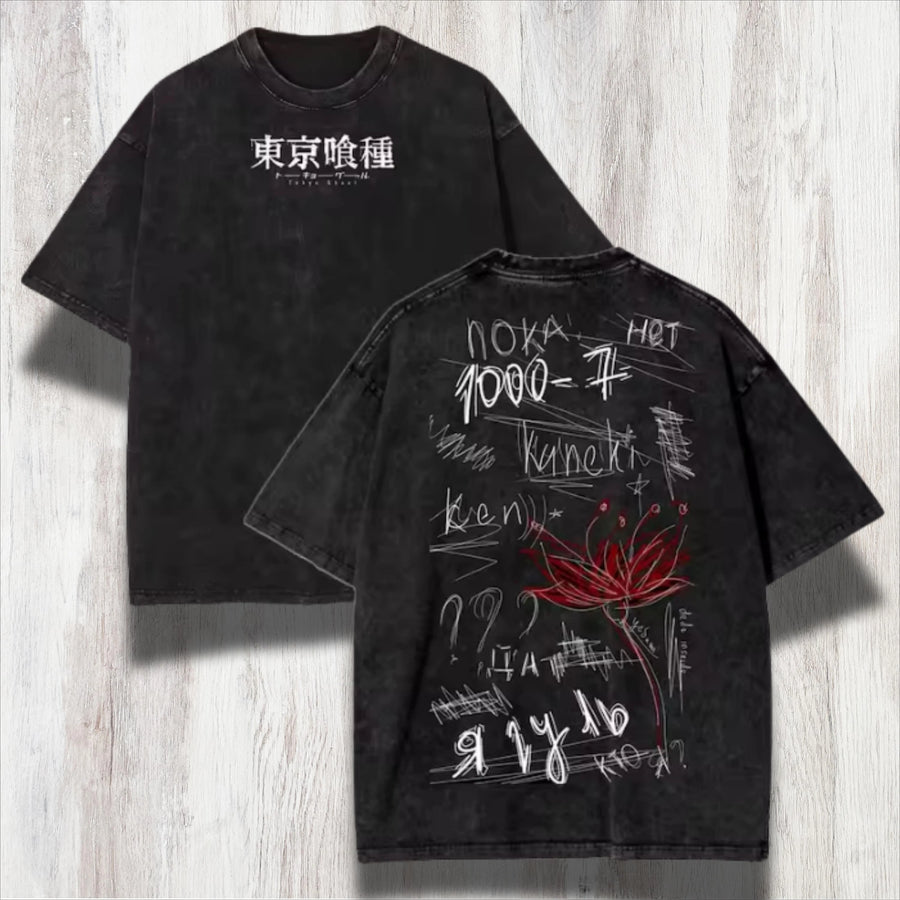 Ken Kaneki Tokyo Ghoul T-Shirt Oversized Acid Washed Anime  for Him or Her, Different models